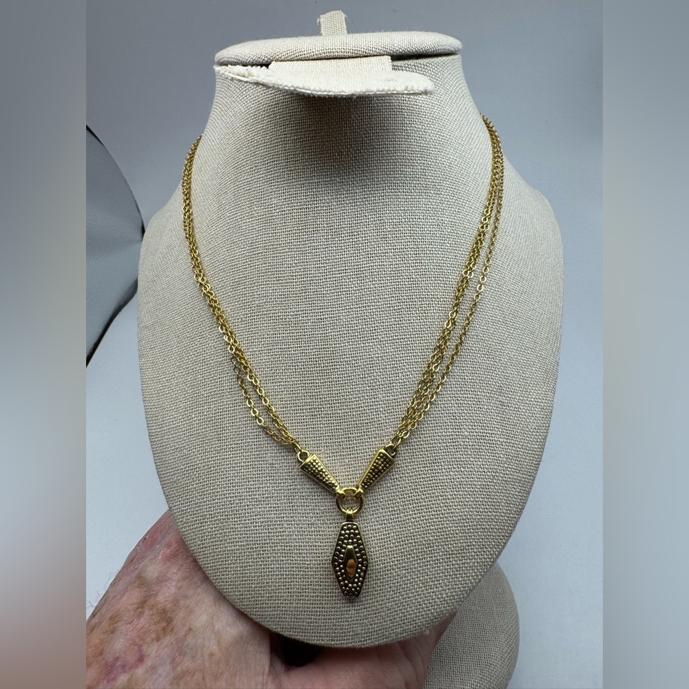 Napier 3 Chain Pendant Necklace in Gold Tone 16 inches Long With 2” extension